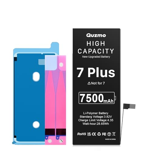 Quzmo [7500mAh] Battery for iPhone 7 Plus (2026 New Version) High Capacity Li-Polymer Replacement Battery for iPhone 7 Plus A1661 A1784 A1785 Without Tool Kit