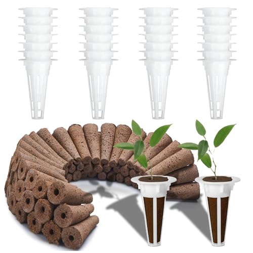 Homefantasy 50 Piezas Kit de Sistemas de Cultivo hidropónico,25 Piezas esponjas de Crecimiento de raíces,25 Piezas Maceta Hidropónica,para Sistema de Cultivo Hidropónico de Jardín,Interior