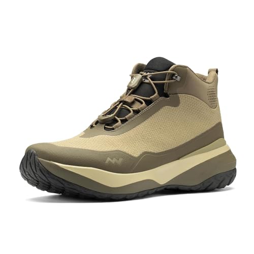 MUDDY VIBE ZN-30 Men's Tactical Hiking Boots, Lightweight Waterproof Trekking Shoes for Outdoor Trail Walking, Mid-Top Combat Boots with QuickLace & Ortho-X Support Alpine Green,8.5