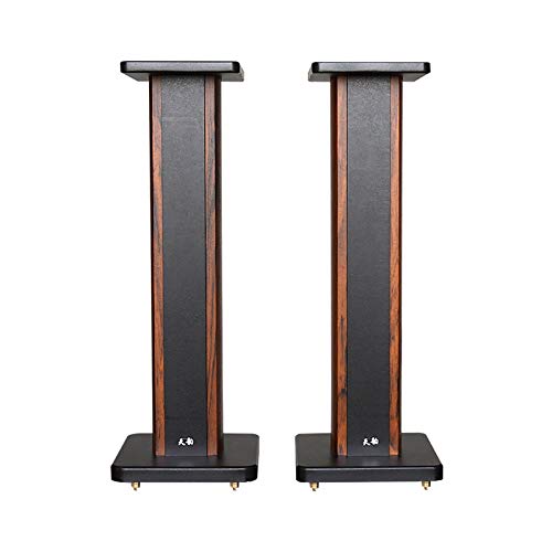 BTZHY Speaker Stands,A Pair of Bookshelf Hollow Wood Design Can Be Filled with Sand to Enhance Stability, Hidden Cable Design
