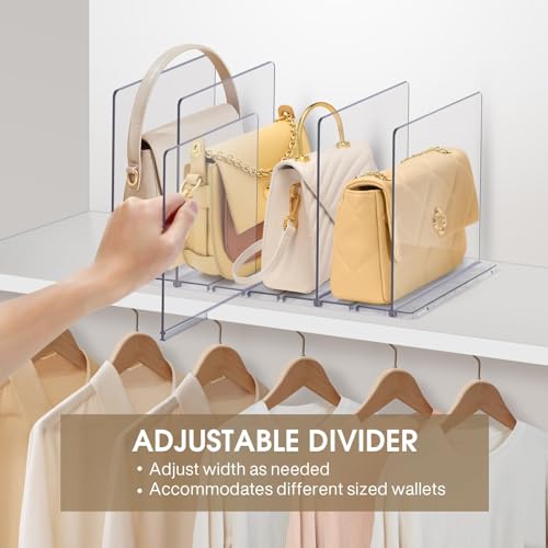 DoubleCare 5 StüCk Regaltrenner, Verstellbare Taschenteiler, Transparent Regalteiler Aus Acryl, Durchsichtige Handtaschen-Organizer FüR SchräNke