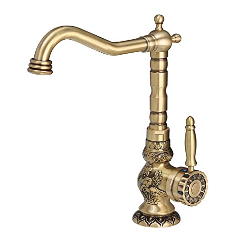 Robinet de Salle de Bain en Laiton sculpté, mitigeur rétro pour lavabo chic