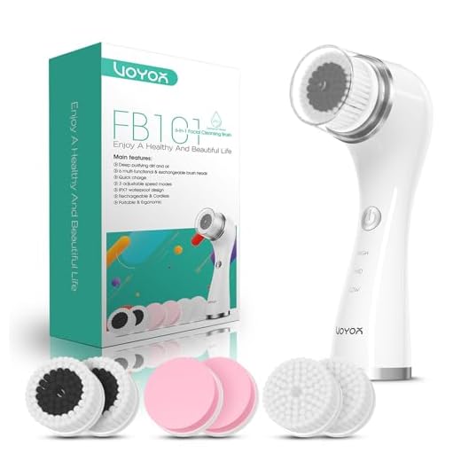 VOYOR Escova de limpeza facial elétrica para limpeza profunda da pele esfoliante facial recarregável para esfoliação e remoção de cravos, escova facial giratória para massagem, escova facial de