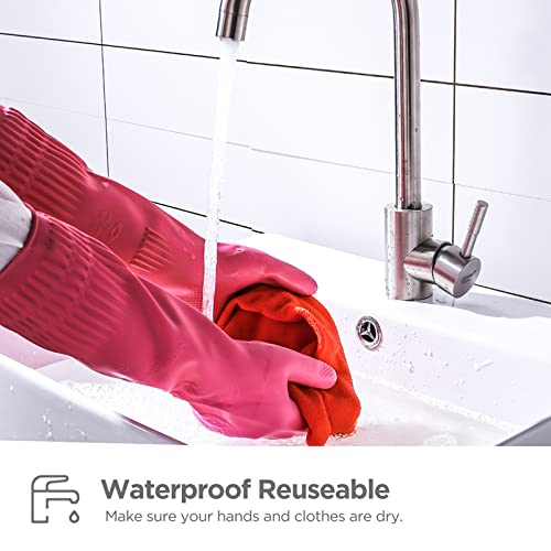 Iucge Rubber Dishwashing Gloves 3 Pairs For Kitchen,Cleaning Washing Dish Gloves Long For Household Reuseable Durable.(Medium,Multicolor) #TOP3