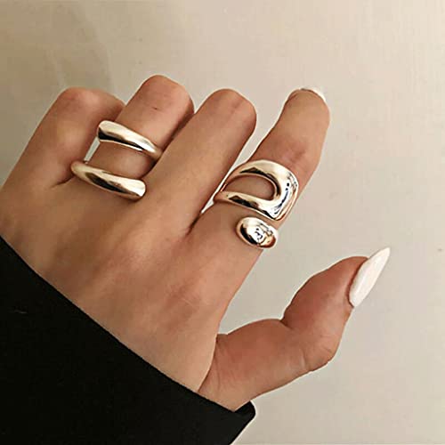 Jiaba Adjustable Sterling Silver Rings 925 Double Lines Shape Personality Ring Fine Jewelry For Women Party Accessories #TOP5