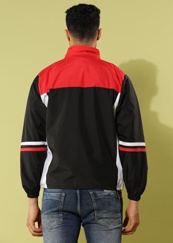 Image of Dollar Men's Polyester Colourblock Windcheater Jacket With Zipper Pockets