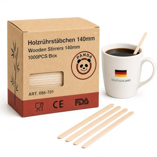 Commerline Holzstäbchen Rührstäbchen Kaffee 14 cm 1000 Stück