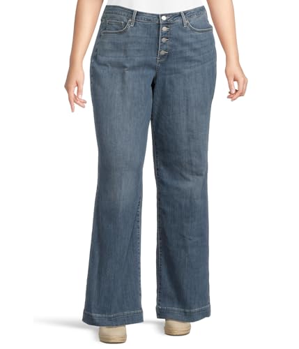 NYDJ Women's Plus Teresa Wide Leg Jeans with Exposed Button Fly