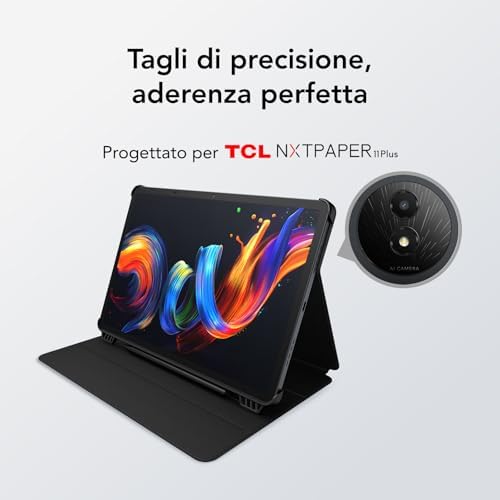 TCL Custodia per Tablet NXTPAPER 11 Plus - Cover Flip Slim in Pelle PU con 3 Angoli Regolabili, Design Magnetico per Stylus, Funzione Auto Sleep/Wake, Nero - Immagine 3