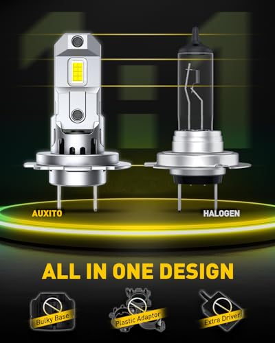 Image of AUXITO H7 Bulbs, 900% h7ll LED Super Bright, Mini Size, Plug N Play, Long Lifespan, 2PCS