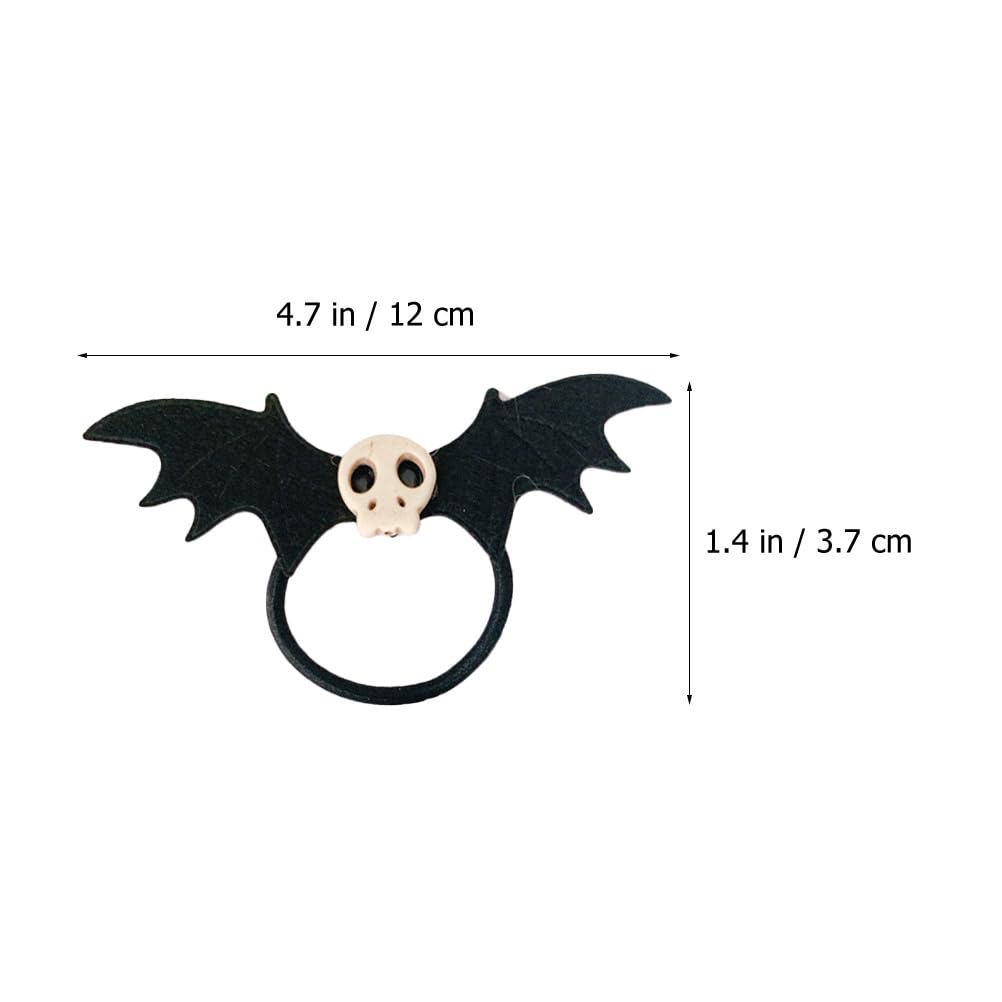 Angoily 4 Pcs Skull Hair Ties Black Ponytail Holder Stretch Halloween Hair Rope for Women Girls Gothic Bat Accessories for Halloween Decoration - Image 4