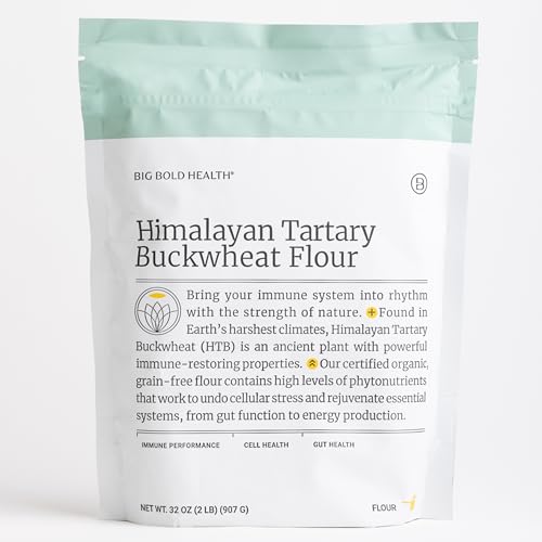 BIG BOLD HEALTH Himalayan Tartary Buckwheat Organic Gluten Free Flour | 100+ Immune-Active Nutrients | 100% USDA Organic Grain-Free Flour | Non-GMO | USA Grown (2lb)
