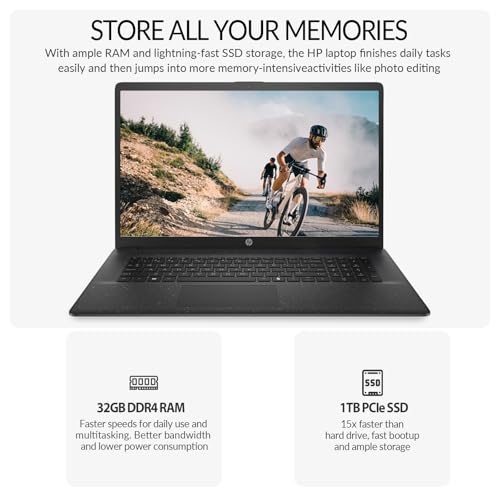 Image of HP 17 Laptop Computer, 17.3 inch FHD IPS Large Screen Business Laptop PC, 13th Gen Intel Core i5 (10-cores) |Windows 11 Pro, 10-Key Number Pad | 32GB RAM 1TB SSD | Black