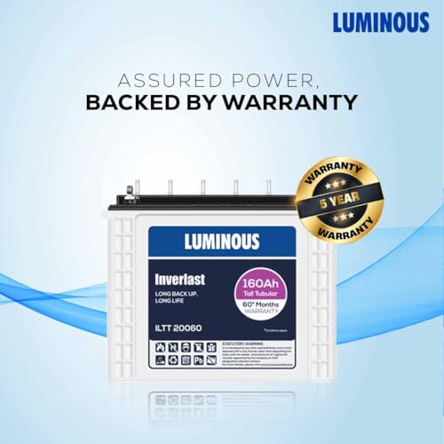 Image of Luminous Inverlast ILTT20060 Tall Tubular Inverter Battery for Home, Office & Shops | 160Ah High-Performance, Durable & Low Maintenance Battery | Easy Installation | 60 Months Warranty