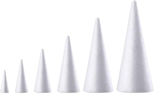Miniatura 6 de Amosfun 10 Uds. Espuma en forma de cono de espuma artesanal para manualidades, árbol de Navidad, mesa de centro de mesa, decoración de 7.3 in