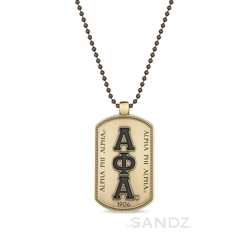 SANDZ Alpha Phi Alpha Fraternity Old Gold color dog tag - Double sided with Alpha Phi Alpha Greek letters on front, Crest design on back, Perfect Alpha Phi Alpha Gift3