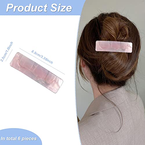 Doromy 6Pcs Large French Hair Barrettes Tortoise Shell Cellulose Acetate Barrettes Medium Rectangular Automatic Hair Clips Wide Curved Acrylic Resin Ponytail Holder Clamp Nonslip Fashion Hair Accessories For Women And Girls #TOP1