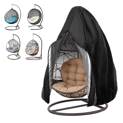 Oslimea Patio Egg Chair Cover Waterproof Wicker Swing Egg Chair Cover with Zipper and Bottom Buckle Single Seat for Outdoor Furniture, Black, 75"H x 45"W