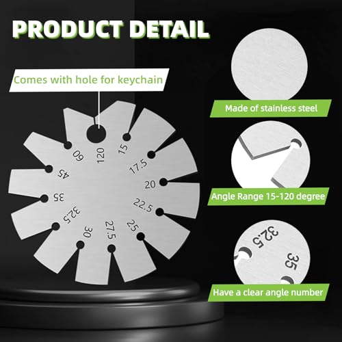 Stainless Steel Bevel Angle Gauge, Measure 15-120 Degree Angles for Knife Blade, Woodworking, Chisel, Compact &, Includes Storage Box