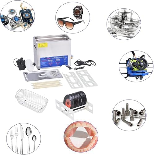 Pulitore per dischi in vinile a ultrasuoni, capacità 8 LP, rotazione automatica, 40 kHz, lavaggio su entrambi i lati, serbatoio in acciaio inox, timer digitale, funzione di riscaldamento per il rest