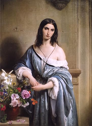 Pintura Malinconia Francesco Hayez en lienzo decorativo de 60x90cm ideal para paredes de despachos