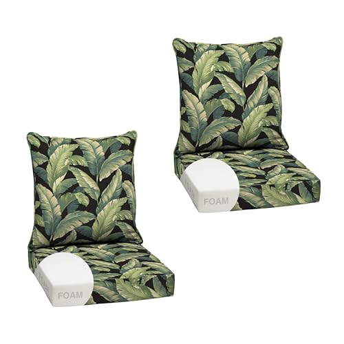 Image of Arden Outdoor Foam Deep Seat Cushion Set, 2-Pack, 24x24, Premium High-Density Foam, Never Flattens, Weather-Proof for Patio Chair Sofa Couch, Onyx Cebu