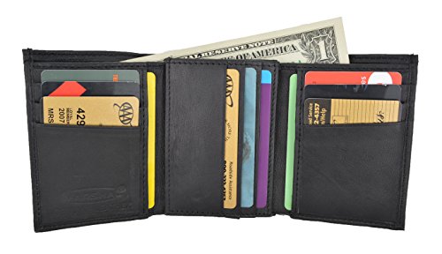 Swiss Marshal Men's Premium Leather Tri Center Flap Up ID Credit Card Holder Wallet4