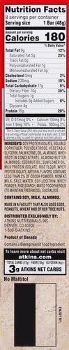 Atkins 408900 Chocolate Almond Caramel Protein Meal Bar, High Fiber, 15G Protein, 1G Sugar, 3G Net Carbs, Meal Replacement, Keto Friendly thumb #12