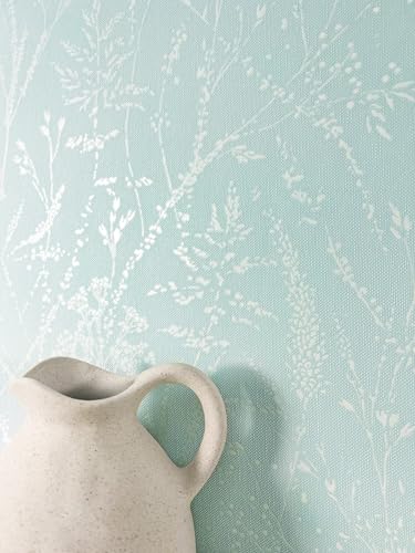 NEWROOM Tapete Türkis Vliestapete Äste - Ästetapete Floral Hellblau Blau Blätter Blumen Blumentapete Romantisch Rosentapete Vintage inkl. Tapezier-Ratgeber