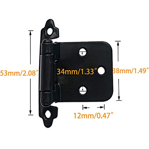 1/2 Inch Overlay Cabinet Door Hinges, Flush Cabinet Hinges, Matte Black,(4Pack) #TOP1