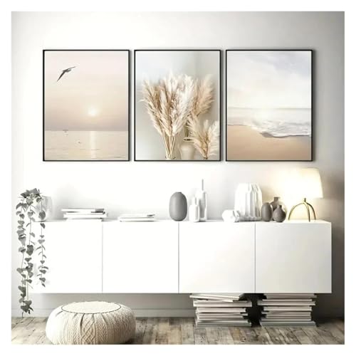 Tableau déco nature 3 pièces 40x50cm triptyque coucher de soleil