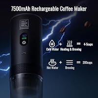 EVERANGE Tragbare elektrische Espressomaschine, Reisekaffeemaschine, kompatibel mit gemahlenem Kaffee und NS-Kapseln (Schwarz mit LCD-Display) – Ansicht 4