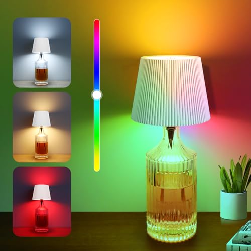 CHNMALITAI Lámpara LED inalámbrica recargable por USB, 5 V, táctil, regulable, lámpara de mesa para interior y exterior, restaurante, bar, jardín, iluminación RGB