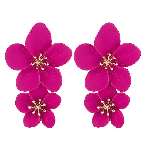 LAKIYOYO Pink Flower Dangle Earrings for Women Cute Pearl Leaf Sakura Leaf Earrings Fairy Statement Summer Refreshing Seaside Idyllic Holiday Earrings…, other