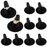10pcs Black Velvet Ring Display Stand, Ring Holder Organizer Jewelry Storage Case Display Accessories for Vendor Home Shop Counter Showcase