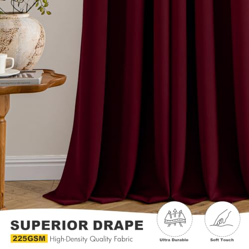 Image of MIULEE Christmas Blackout Curtains for Bedroom 2 Panels 40 inchx84 inch Burgundy | Thermal Insulated, Living Room Darkening Grommet Drapes, Noise Reducing, Light Blocking Window Treatments