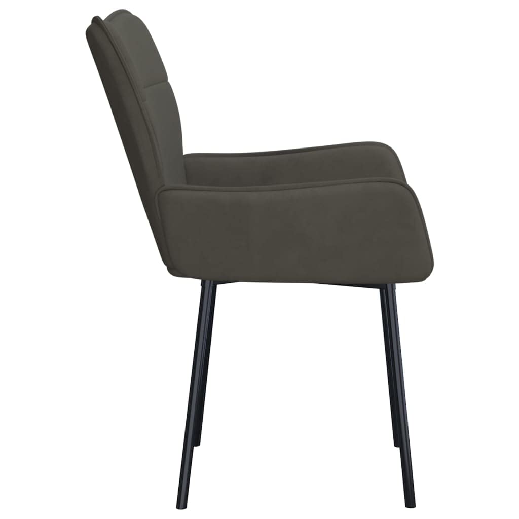 Krzesła do jadalni, 2 szt., ciemnoszare, aksamitne, tapicerowane, z podłokietnikami, ergonomiczny, metalowy stelaż, 55 x 58,5 x 81,5 cm, do kuchni, salonu, jadalni, nowoczesne wzornictwo
