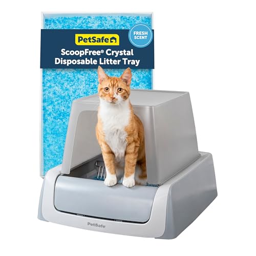 PetSafe ScoopFree Crystal Pro Legacy Automatic Self-Cleaning Cat Litter Box Enclosed Front-Entry Includes 1 Disposable Crystal Litter Tray Advanced Odor Control Gray (PAL00-16806)