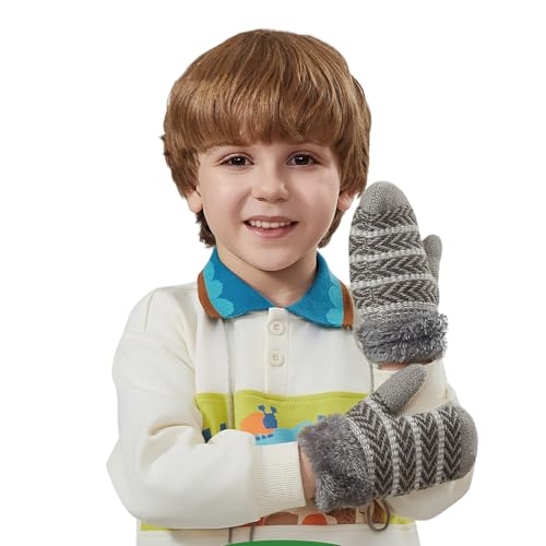 Unisex Kids Winter Glove Full Finger Warm Knit Gloves Cold Weather Outdoor Ski Gloves for Boys Girls2