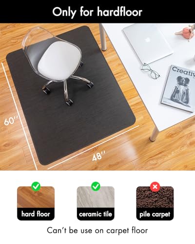 Image of Baroyal Office Chair Mat for Hardwood Floor Under Desk Computer Rolling Chair Mat for Wood /Tile Floor Non-Slip Heavy Duty Desk Rug PVC Plastic Hard Floor Protector 48 inch x 60 inch (Espresso)