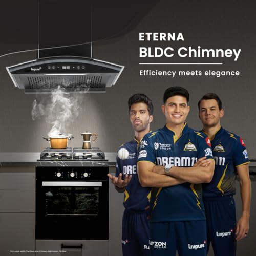 Image of Livpure Eterna 60 cm | Curved Glass | 1400 m /hr Suction | BLDC Motor | Filterless | Touch & Gesture Control | Low Noise | 10 Years Motor + 1 Year Comprehensive Warranty | Black