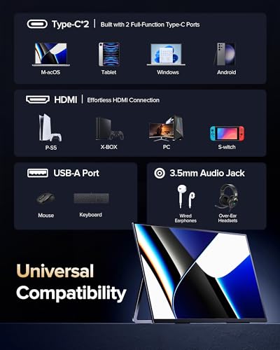 Image of Newsoul 23.8'' Portable Monitor 144Hz Gaming Monitor, 145% sRGB | 2000:1 | FreeSync Built-in Adjustable Stand, Speaker and VESA, USB-C HDMI Large Second Screen for Laptop, Mac-Book, PC, Game Console