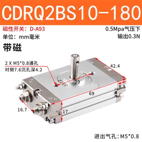Vérin à pignon et crémaillère compact CDRQ2BS avec angle de rotation réglable - 3