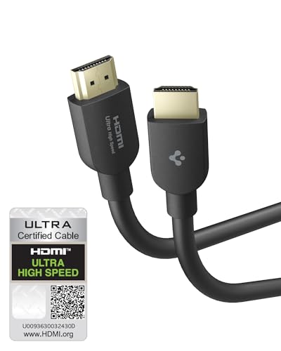 Image of Spigen HDMI 2.1 Cable [8K@60Hz 48Gbps] eARC for Soundbar & Home Theater, PS5 /Xbox Certified VRR ALLM Support Compatible with TV, Monitor & all Devices with HDMI port, 2M(6.6ft)- Black