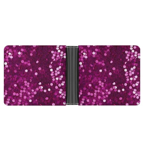 Bright Rose Red Sequins Pattern Classic Bifold Wallets for Men Women Slim Credit Card Holder Wallet Purse