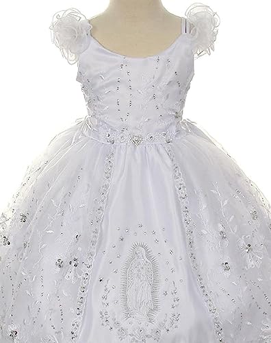 iGirlDress Little Girls White Organza Rhinestone Baptism Cape Dress 6months -63