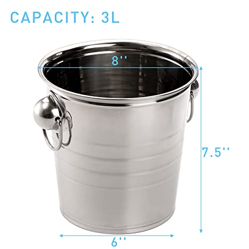 ZENFUN 2 Pack Ice Bucket with Handles, 3L Beverage Tub, Galvanized Metal Ice Bucket, Drink and Wine Chiller for Bar, Party, BBQ, Great for Indoor and Outdoor Use, Silver