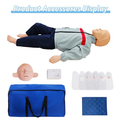 JNMFTD Children CPR Manikins Dummy Training Kit,Full Body CPR First Aid Training Simulator Mannequin Professional Medical Accessories for Classroom or Research Centers Nursing Practice Patient Care