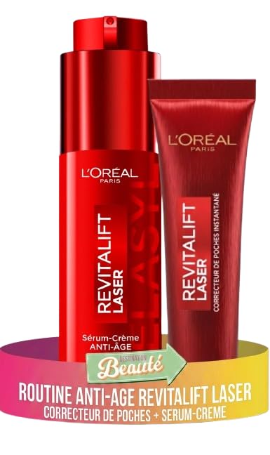 Sérum-Crème Revitalift Laser L'Oréal Paris pour Réduire les Rides du Visage et Poches sous les Yeux