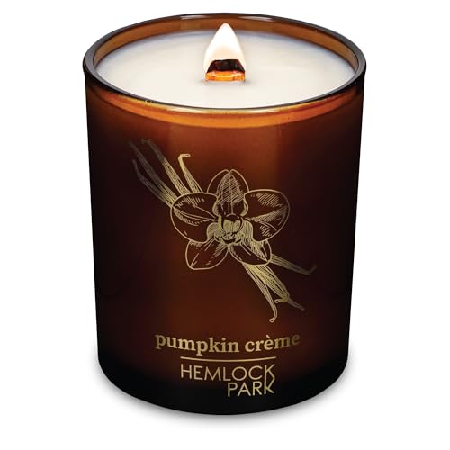 Hemlock Park Amber & Gold Wood Wick Candle Handcrafted with Natural Coconut Wax (Standard 7.2 oz...